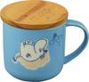 MOOMIN Milky Mug with Lid and Wooden Coaster, Large, 350ml, Blue, MM8401-11C