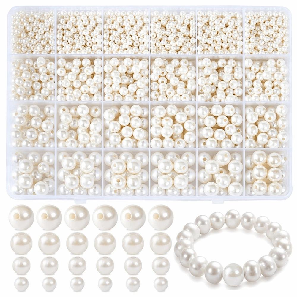 1890pcs 4/6/8/10/12mm Size DIY Bracelet Beads with Gold Beads Crafting Beads for Necklaces