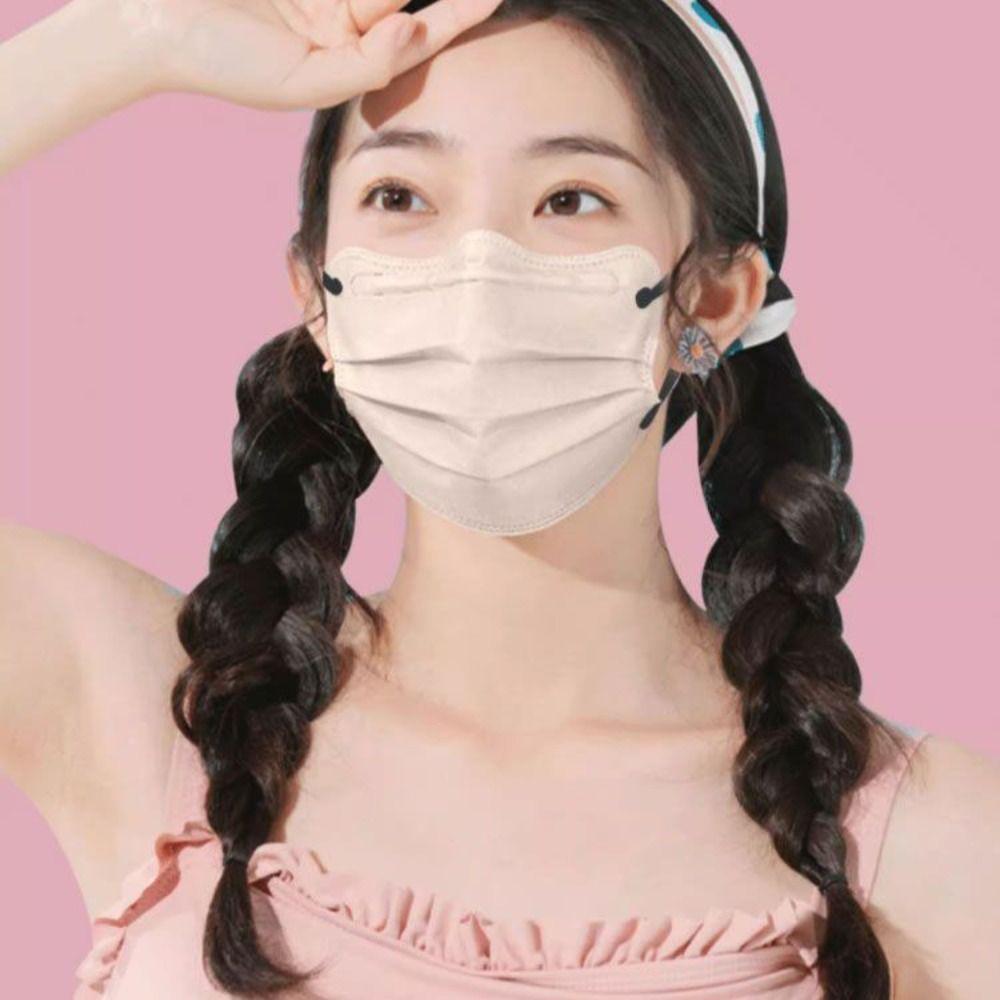 50pcs Morandi Color Disposable Face Mask Butterfly Shaped Design Protective Face Cover