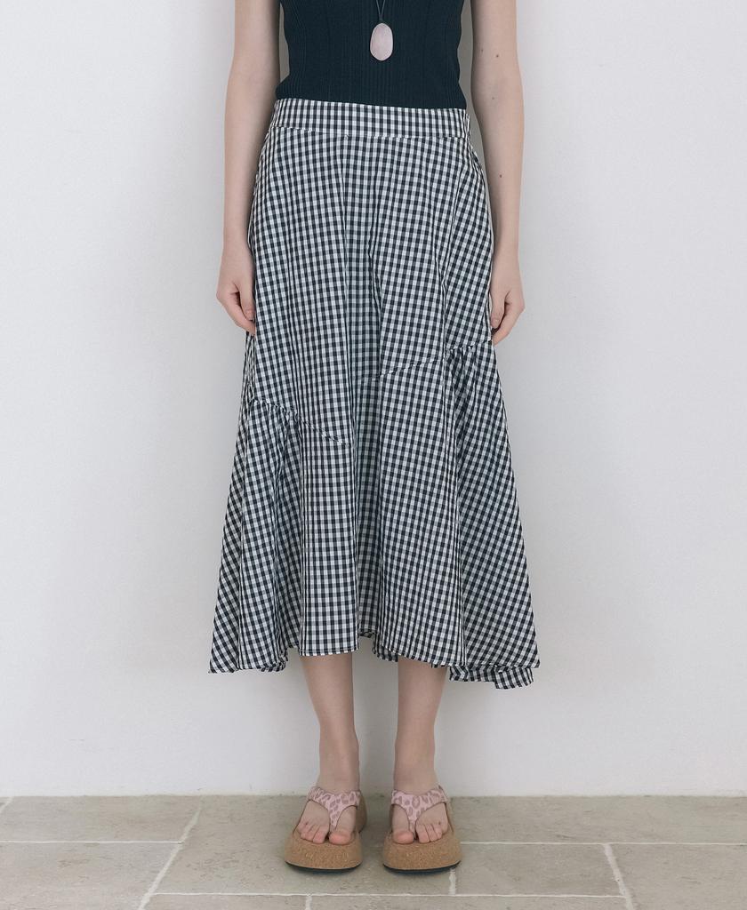 Raphael Sorob Check Shirred Skirt