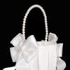 Satin White Wedding Flower Basket Rustic Bowknot Flower Girl Basket  Floral Petals