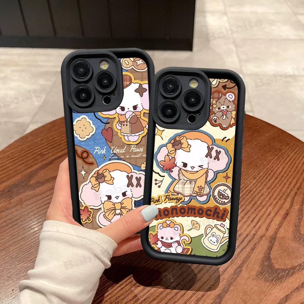 Popular Cute Dog N-Nonomochi Logo For IPhone 17 Pro Max 16 15 14 13 12 11 Plus Black Soft Phone Cover