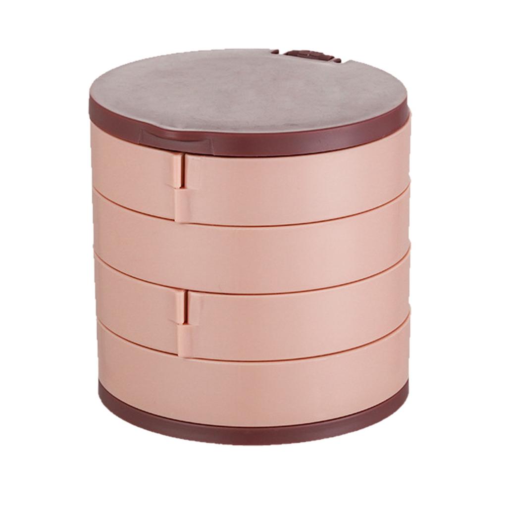 Ящик для хранения ювелирных изделий большой емкости, 4-слойный вращающийся лоток для хранения аксессуаров для ювелирных изделий с крышкой, коробка для макияжа