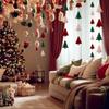 2pcs Red White Green Christmas Decorations 3D Christmas Tree Paper Streamers Party Banner Garland Christmas Party Decorations Hanging Decor