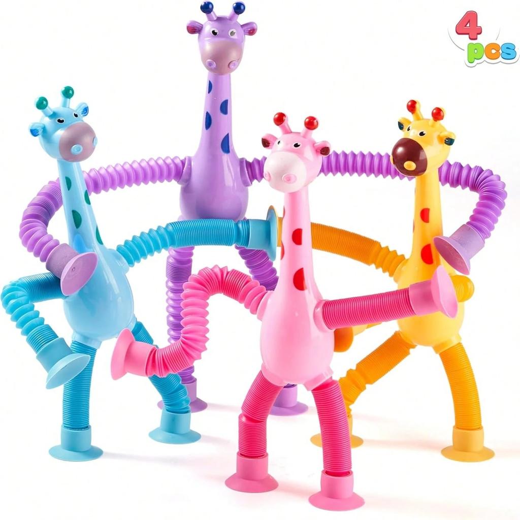 4 Pcs Telescopic Suction Cup Robot Toy, Coolest Pop Tubes Sensory Toys For ToddlersEducational Fidget Toys Robot Party Favors,Perfect Holiday Gift