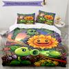 3pcs Duvet Cover Set (1*Duvet Cover + 2*Pillowcase, Without Core), Plants VS Zombies Print Soft All‑Season Bedding Set, Home Bedroom Decor Gift