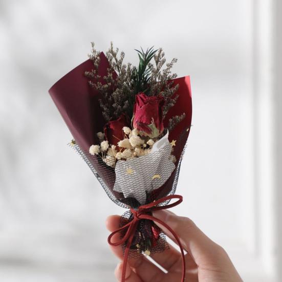 Мини-букет из сушеных цветов Сушеная гипсофила Роза Декорация Маленький цветочный букет Романтический День святого Валентина