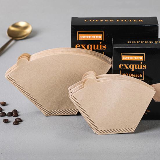 100 шт. одноразовые кофейные фильтры-конусы, неотбеленные натуральные фильтры, бумажные, гладкие кофейные аксессуары для кофемашины с функцией капельного заваривания, френч-пресса