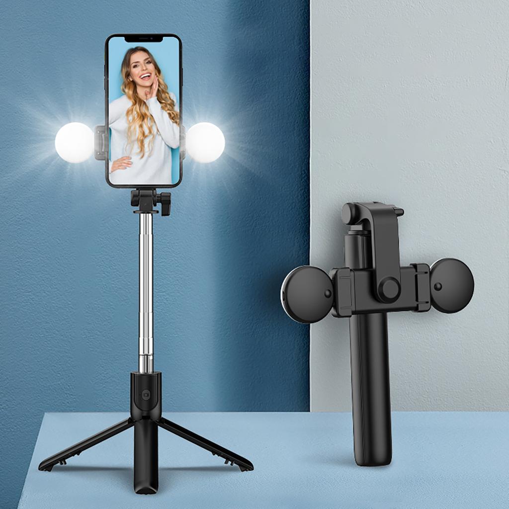 Telescopic Selfie Stick with 0.71m Tripod & Ring Light - Black