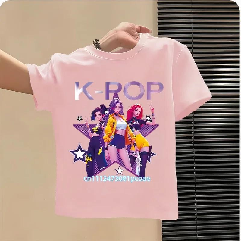 Kpop Childrens T Shirt Cartoon Graphic Short Sleeve Summer Comfortable Top Funny Gift for Fans Harajuku TShirts Girls Clothes