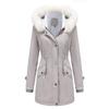 Jackets for Women Fleece Autumn and Winter Removable Hair Collar Women's Pie Over Long-sleeved Hooded Cotton Coat Velvet Coat Cotton Clothing Women