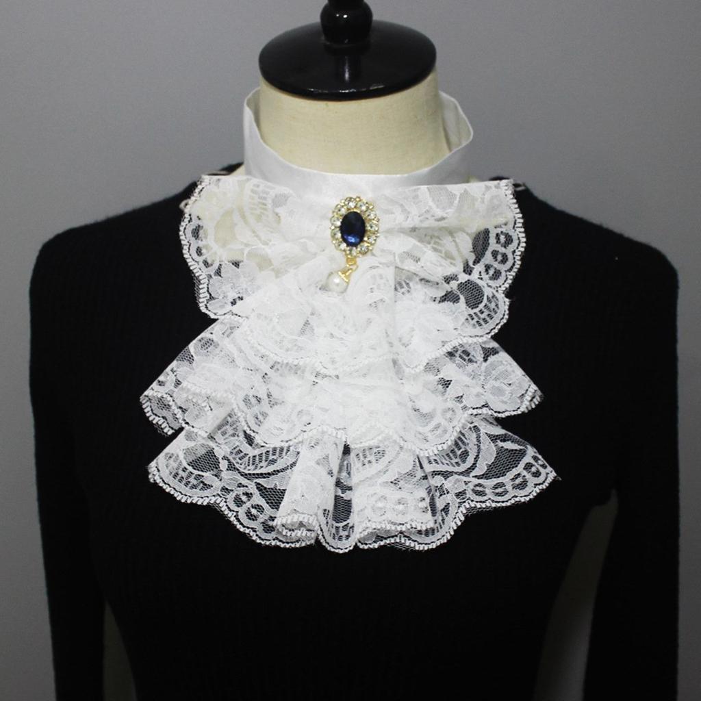 Renaissance Tulle Ruffled Neck Collar Clown Lace Choker Ruffle Collar Victorian Style Costume Collar