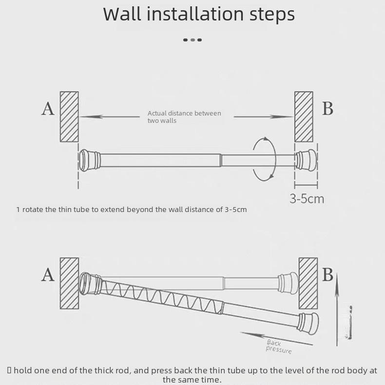 Телескопическая душевая занавеска и сушилка из нержавеющей стали с зажимами