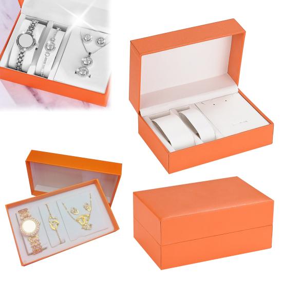 Коробка для хранения ювелирных изделий с откидной крышкой, портативная, большой емкости, для часов, сережек, ожерелий, браслетов, колец, подарочная коробка, витрина, органайзер, держатель