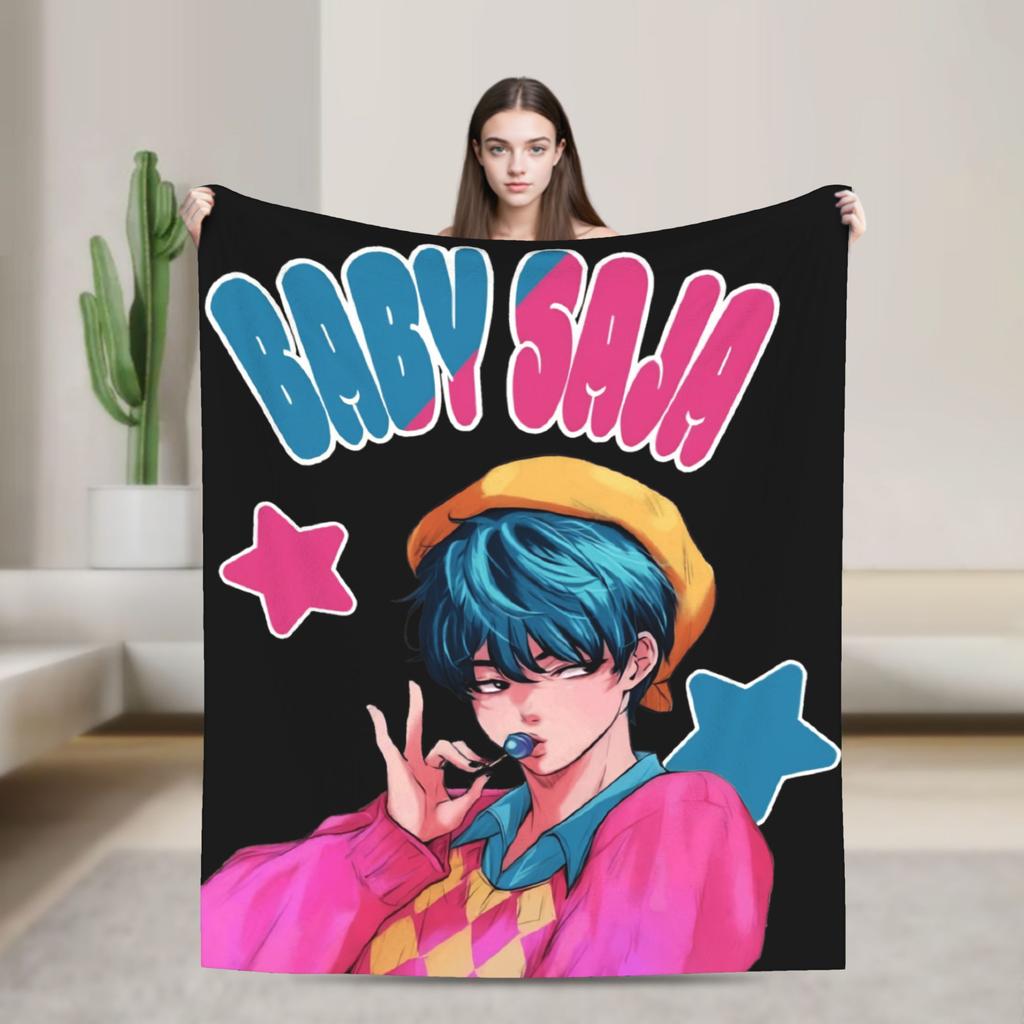 Baby Saja KPop Demon Hunters Saja Boys Blanket Warm Funny Plush Bedding Throws For Child Couch Chair Flannel Bedspread Bed Cover