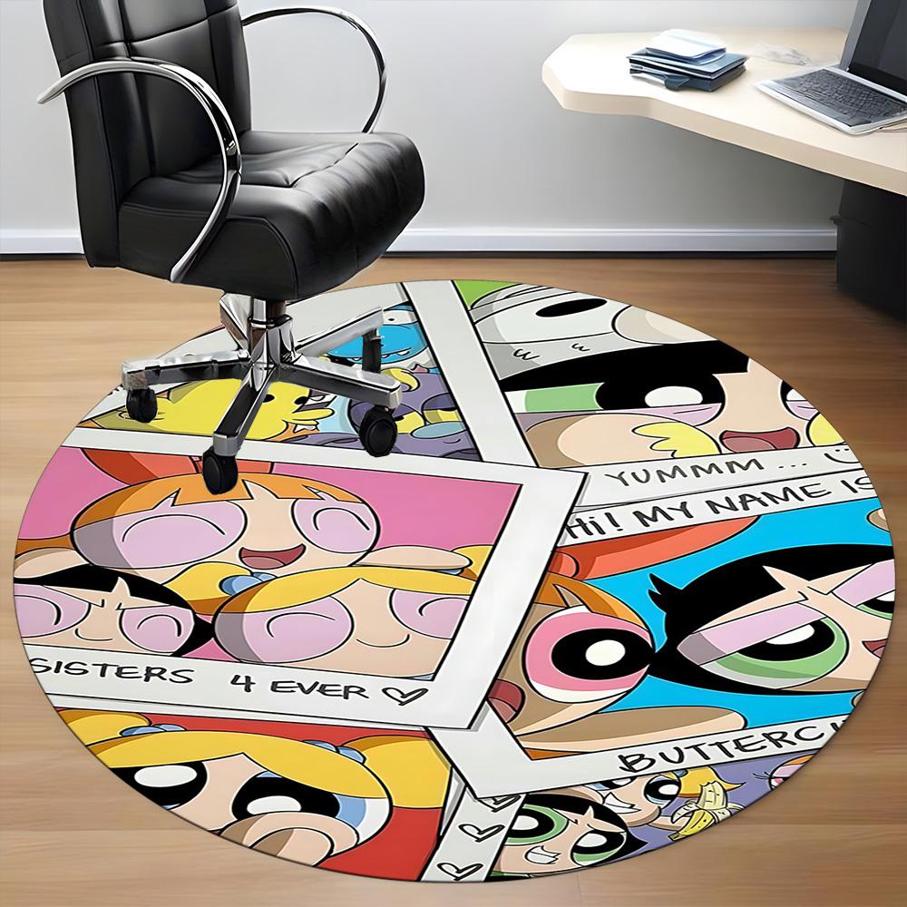 1pc Powerpuff Girls Office Round Area Rug, Under Office Chairs Bedroom Living Room Home Decor, Room Deco, Available in Various Sizes136
