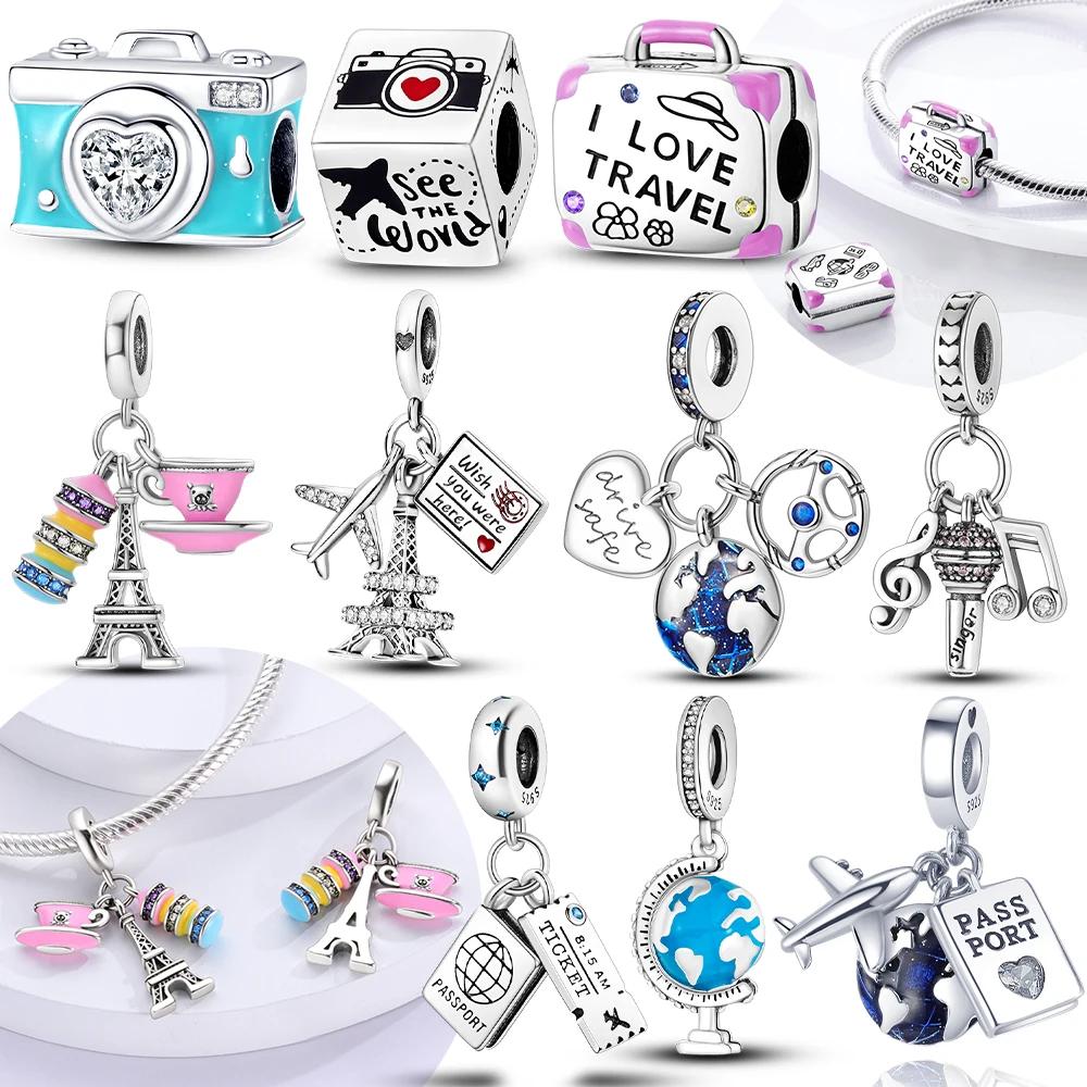 Медь Путешествия Самолет Земля Бусины Подвеска Шарм Подходит Оригинальный Браслет Сделай Сам Изысканные Ювелирные Изделия Шармы Изысканный Подарок Женский Аксессуар