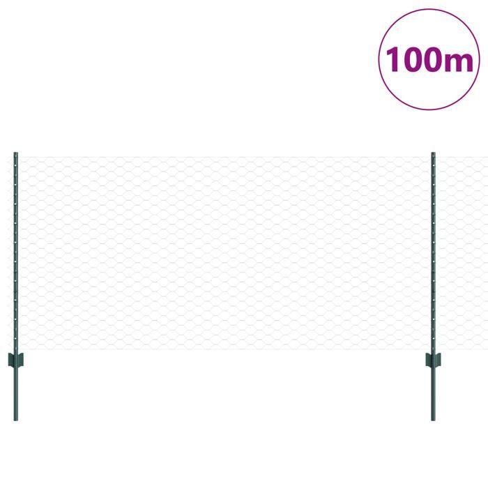 vidaXL Fence Posts 11 Pcs U-Channel Green 100 Cm Steel 3336791