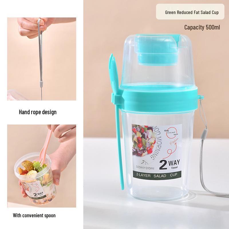 Портативный стакан для салата с вилкой и крышкой - Идеально подходит для фруктов, овощей, овсянки и многого другого, герметичный дизайн банки Мейсона