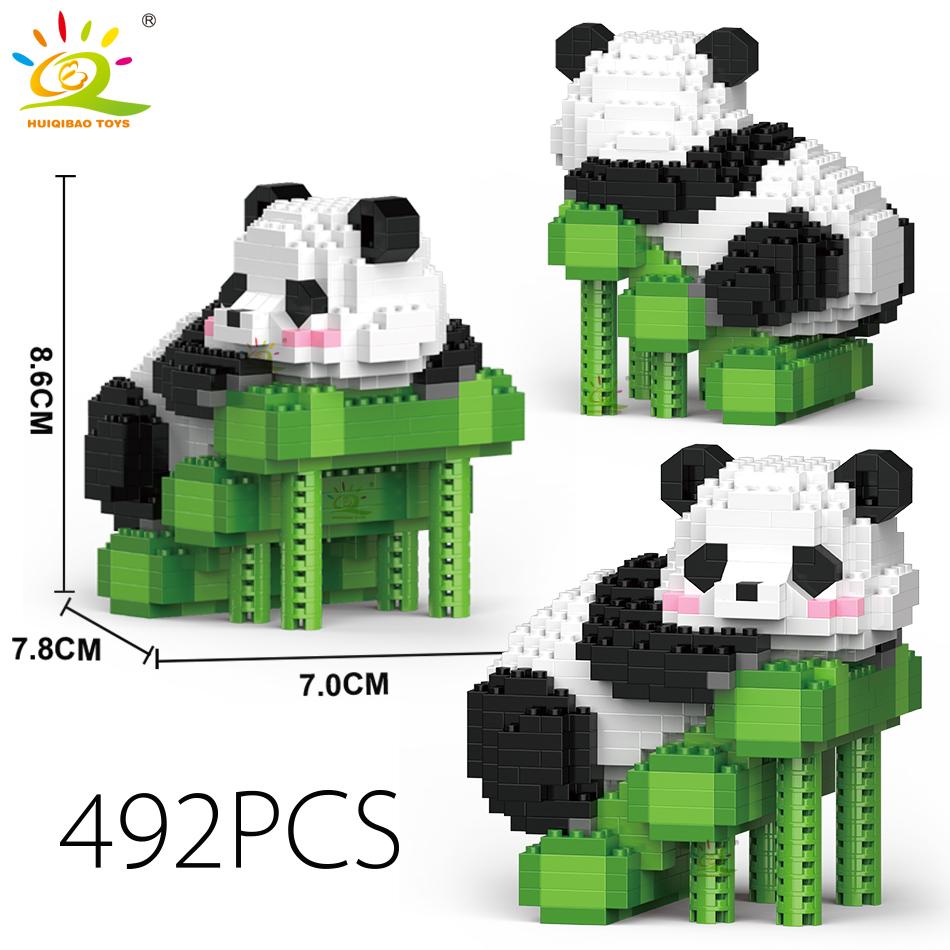 Non-Toxic Mini Cute Panda Micro Building Blocks 3D Diamond Model Animals Bricks Diy City Construction Toys For Children Kids Gift