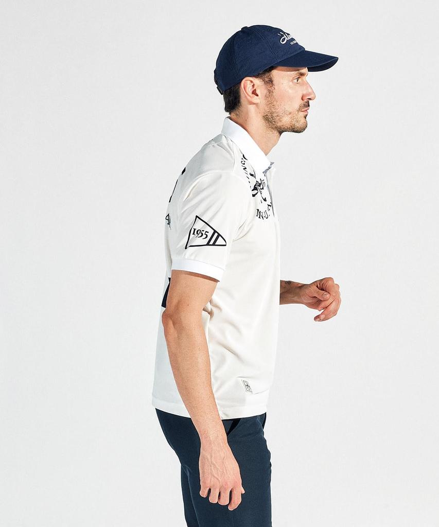 Munsingwear MG5SHS25M Short Sleeve Collared Shirt with Graphic WH00 Men's Print, Moisture-Wicking, Quick-Drying, Sunscreen, Golf, White,