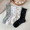 Women's Mid-calf Socks In Solid Colors with Dots Are Versatile. Mid-calf Summer Breathable Mesh Stack Socks for Women Wholesale