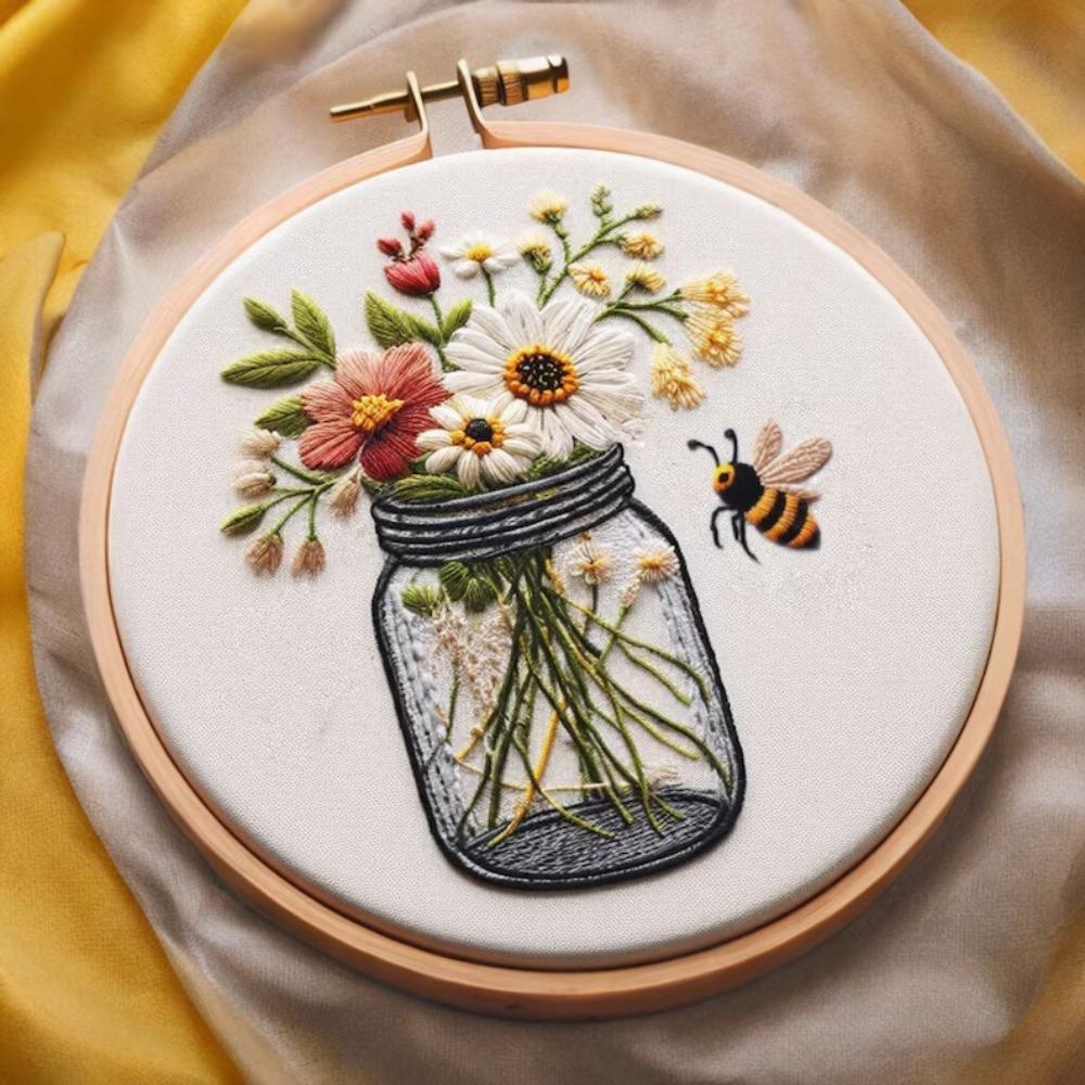 1 набор европейская вышивка DIY ваза серия пчелы пакет материалов DIY вышивка ручная работа тканевый материал пакет набор