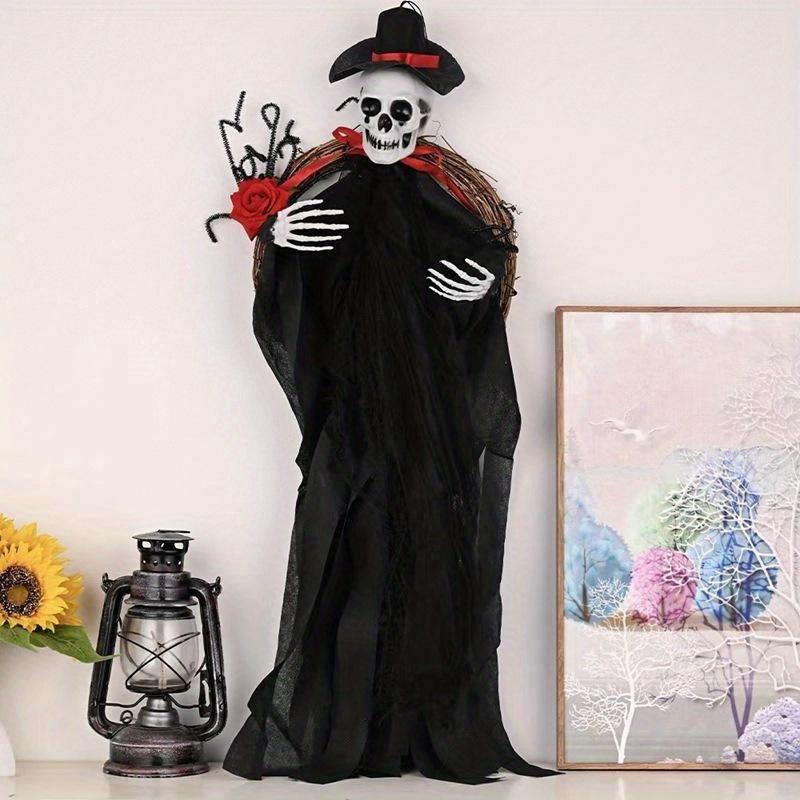1 Pcs Skeleton Haunted House Props Pendant Ghost Bride Groom Rattan Ring Garland Party Supplies Halloween Decor