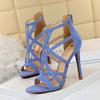 Bigtree European and American Roman Style Fine Heel 11cm Super High Heel Hollow Sexy Nightclub Sandals Summer High Heels
