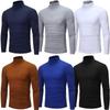 Men Casual High Neck Long Sleeve T-shirt Solid Color Slim Fit Pullover Undershirt Thermal Base Shirt