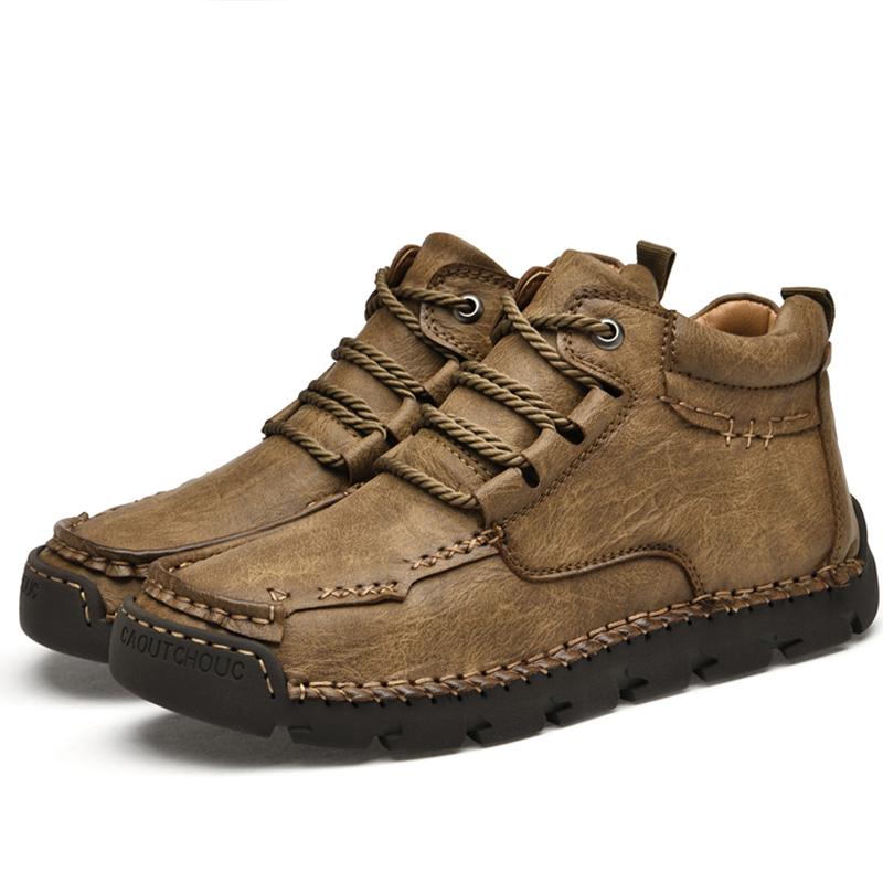 Handmade Split Leather Boots Men Shoes Comfortable Ankle Boots for Men Casual Shoes Large Size Tooling Shoes