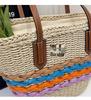 Богемная плетеная соломенная сумка через плечо в радужную полоску – Универсальная пляжная и отпускная сумка для женщин