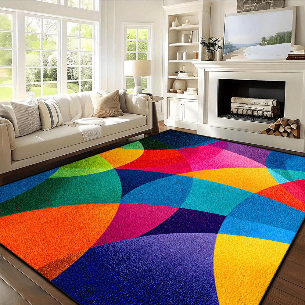 Multicolour Abstract Rugs for Bedroom Carpets for Living Room Easy Care Cloakroom Non-slip Floor Mat Large Area Lounge Carpet