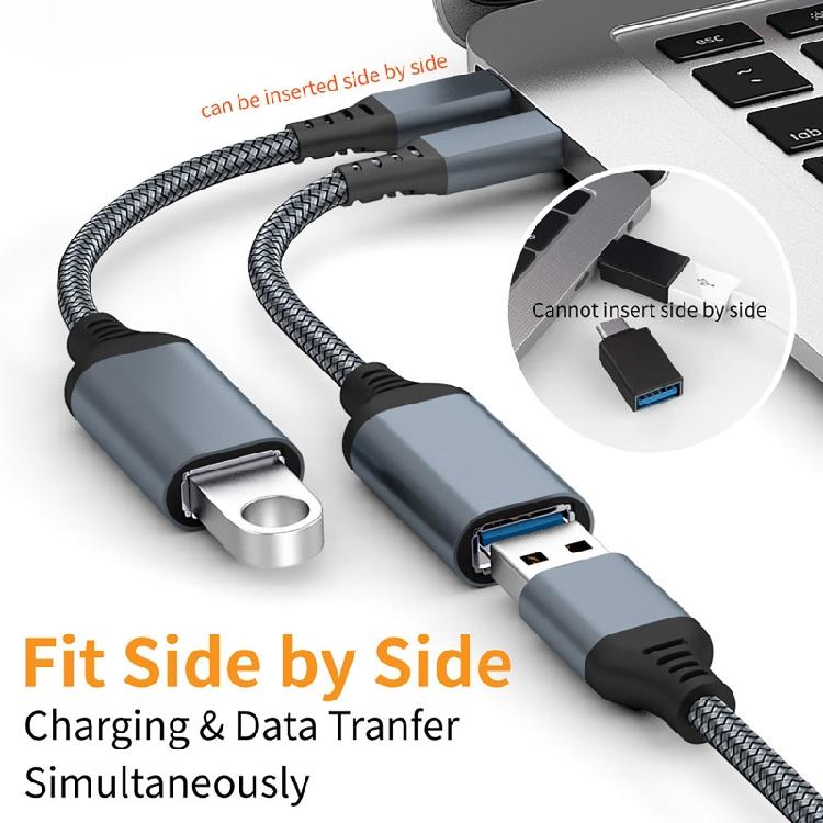 OTG-кабель USB Type C, Type C (папа) на USB 3.0 (мама), конвертер быстрой зарядки USB