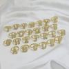 Sparkly CZ Zircon Letter Initial Finger Ring for Women Adjustable Gold Plated Balloon Bubble A-Z Alphabet Chunky Rings Jewelry