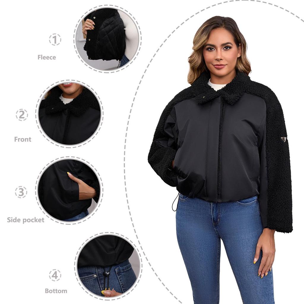 Зимнее ретро женское пальто из овечьей шерсти с длинным рукавом 2025