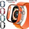 Glass+case For Apple Watch Ultra 49mm Strap Smartwatch PC Bumper+Screen Protector Tempered Cover Iwatch Series Band Accessories