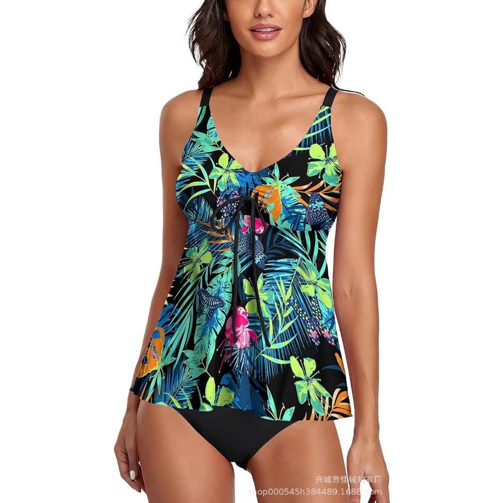 Women's Plus Size Swimsuit Digital Printing Fancy Split Fashion Swimsuit Sexy Beachwear