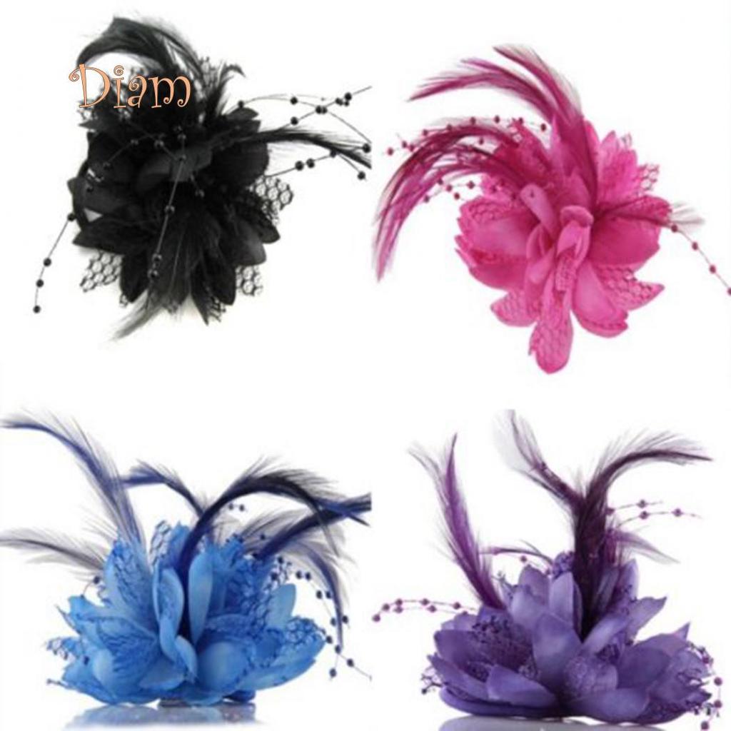 Tenfyer женский цветок перо корсаж ободок для волос заколка для волос головной убор вечерние Декор подарок