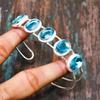Swiss Blue Topaz, Gemstone Handmade 925 Sterling Silver Jewelry Bangle Adjustable