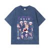275 GSM Washed T-shirts 100% Cotton Jujutsu Kaisen V24 Gojo Print Unisex Heavy Cotton T Shirt