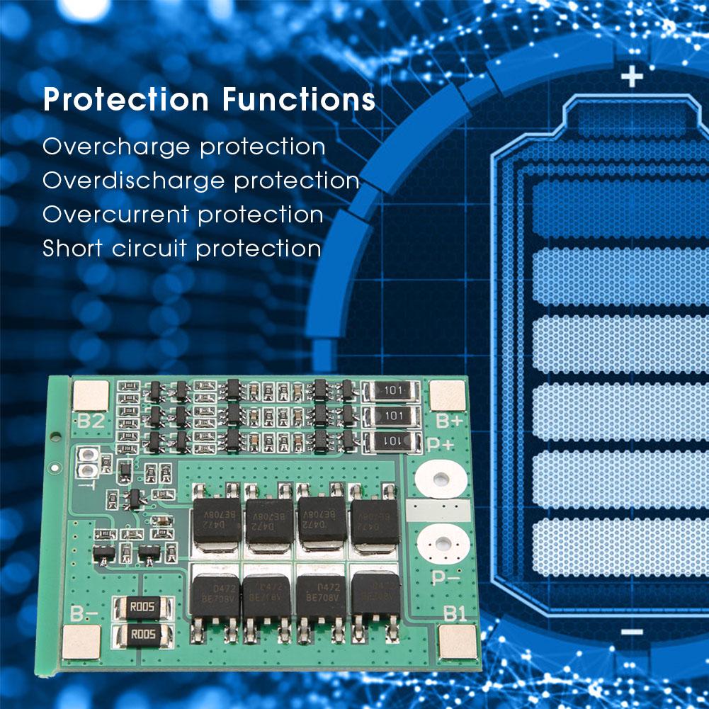 3S 12V 25A Lithium Battery Protection Board PCB BMS with Balance Circuit