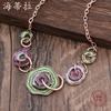 Новое цветное масло, геометрическое кольцо, ожерелье с цветком, модная и высококлассная полая линия, женская шейная цепочка