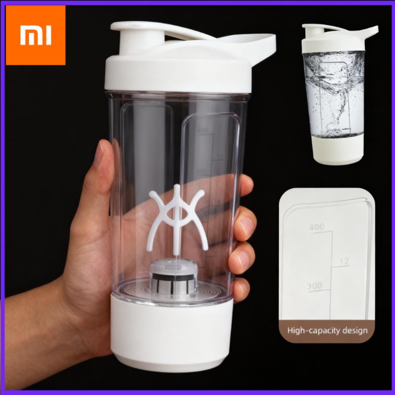 Xiaomi Электрическая кружка с автоподогревом, Бутылка-шейкер для протеинового порошка и молочных коктейлей, Шейкерный стакан с USB-зарядкой и шкалой, 15 унций, Стакан для воды, Без BPA