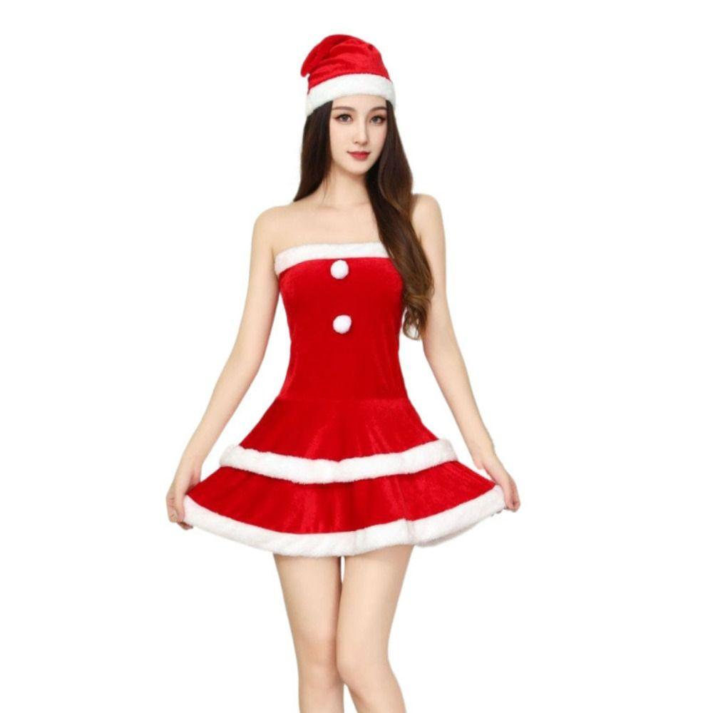 Косплей Шапка Санты Рождественский Наряд Золотой Бархат Рождественский Костюм для Выступлений Ночной Клуб Бар