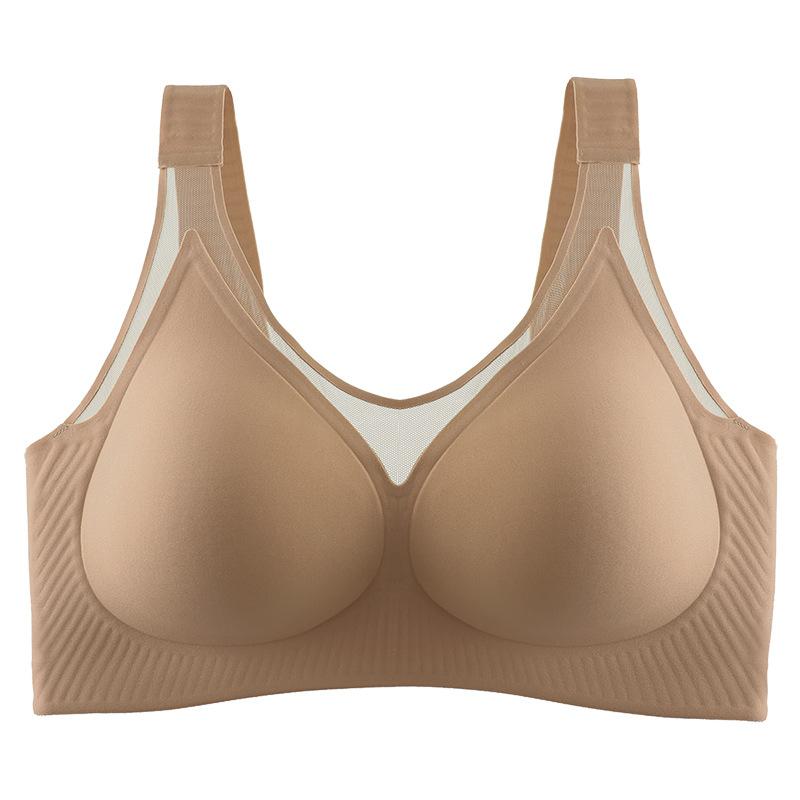 Summer new vest jelly soft support pull gather solid cup underwear mesh high elastic lace large size bra
