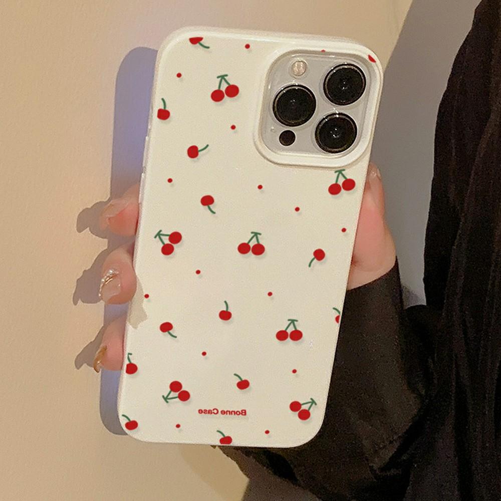 For iPhone 12 Pro/12 Case Unique Cherry Pattern Printing TPU Phone Back Cover
