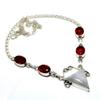 Rainbow Moonstone Garnet Gemstone 925 Silver Plated Jewelry Necklace 18"