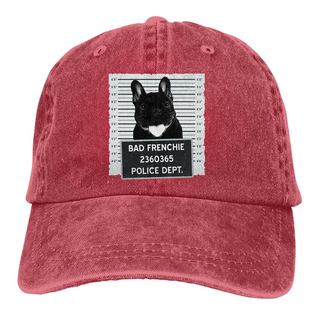 Промытая бейсболка унисекс Frenchie Mug Shot Trucker Snapback Кепки Папа Шляпа Французский бульдог Любитель собак Шапки для гольфа