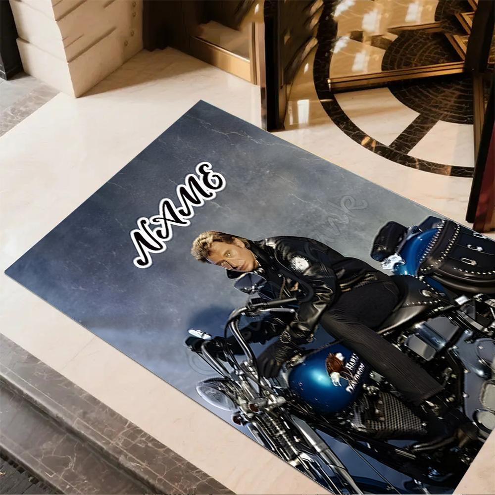 Motorcycle Fashion Icon Customize Text Area Rug Design for Decorate room Playrooms Hallway Balcony Anti-slip Rug Decorate Offices